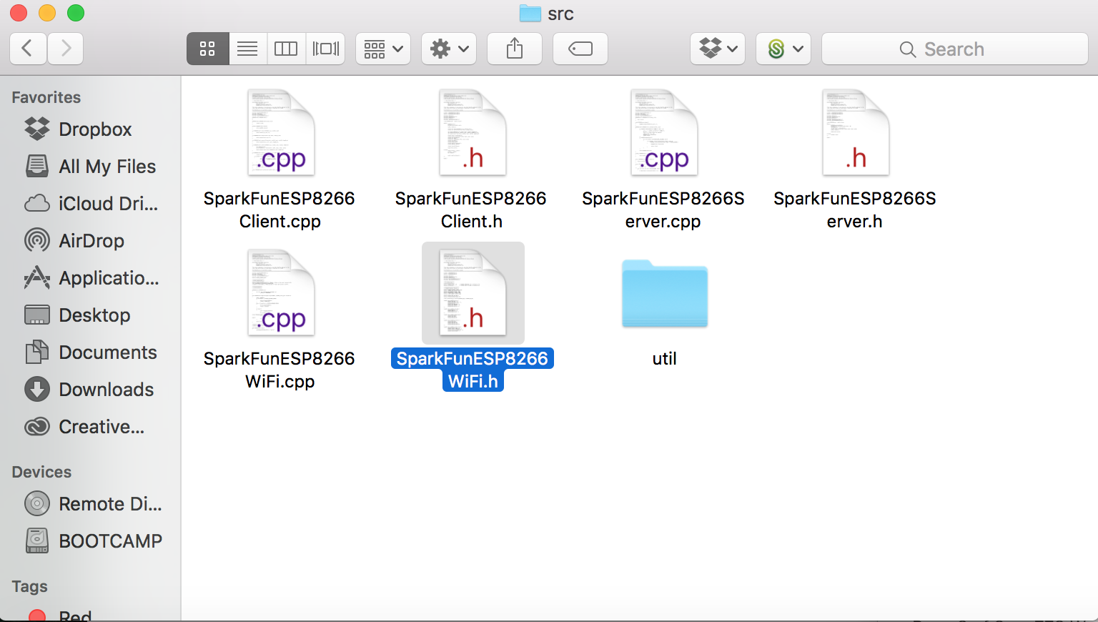 Open the SparkFun ESP8266 file